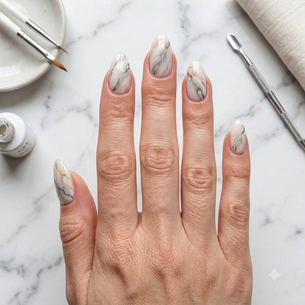 Marble effect nail art